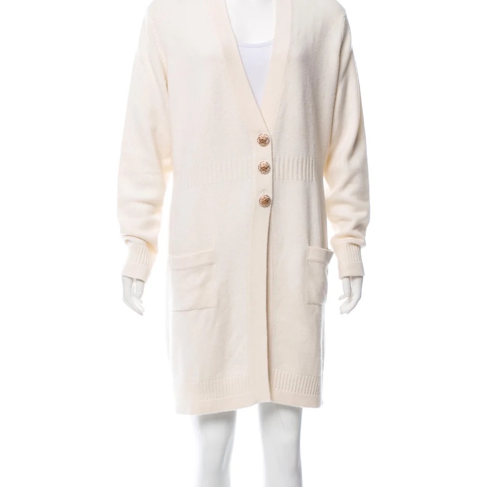 Ivory Chanel cashmere longline cardigan